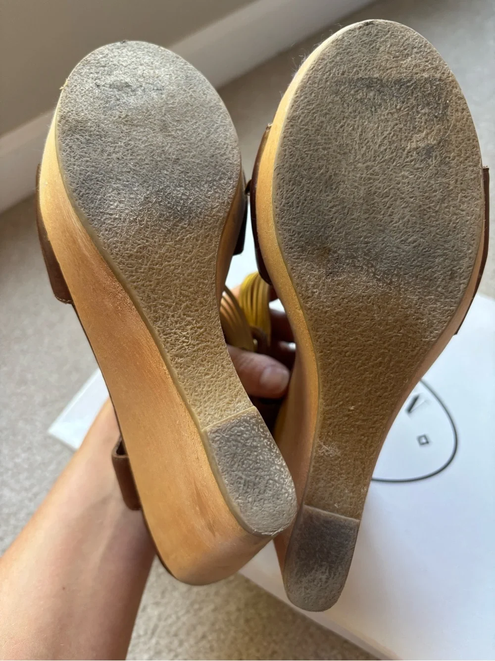 Steve Madden Brown and Gold Strappy Wedge Sandals